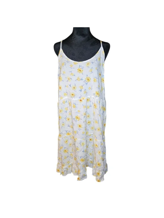 SO XL White Yellow Floral Knee Length Sun Dress - Picture 3 of 6